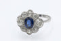 Bague 52 Bague ancienne en or blanc avec saphir et diamants 58 Facettes 11482