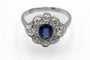 Bague 52 Bague ancienne en or blanc avec saphir et diamants 58 Facettes 11482