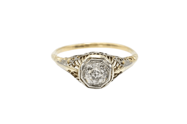 Bague 56 Bague solitaire ancienne en or 18 carats et diamant 0,75 ct 58 Facettes 11153