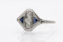 Bague 55 Bague Art déco en or blanc 18 carats avec diamants et saphirs synthétiques 58 Facettes 11594