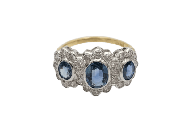 Bague 54 Bague en or blanc et jaune 18 carats avec saphirs et diamants 58 Facettes 11722