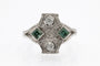 Bague 56 Art déco - Bague en or blanc et platine avec diamants et tourmalines 58 Facettes 11616