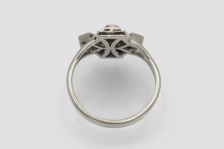 Bague 56 Art déco - Bague en or blanc et platine avec diamants et tourmalines 58 Facettes 11616