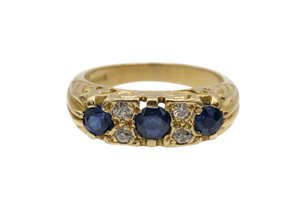 Bague 54.5 Bague en or jaune 18 carats avec saphirs et diamants 58 Facettes 11556