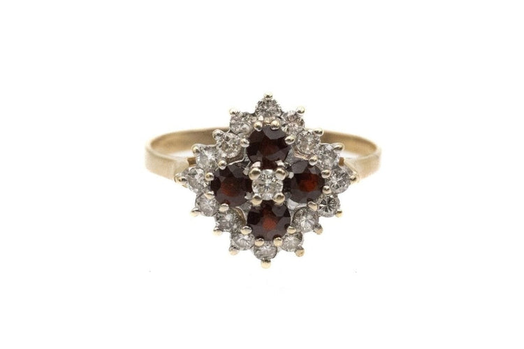 Bague 55 Bague vintage en or blanc 14 carats avec grenats et diamants 58 Facettes 11565