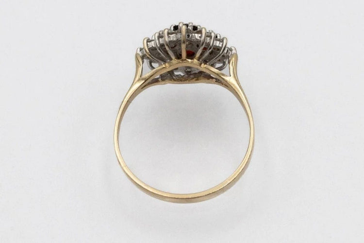 Bague 55 Bague vintage en or blanc 14 carats avec grenats et diamants 58 Facettes 11565