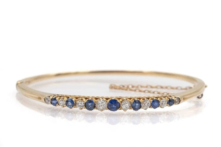 Bracelet Bracelet ancien en or jaune 14 carats avec saphirs et diamants 58 Facettes 11715