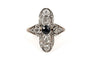 Bague 50.5 Bague Art déco saphir facetté et diamants en or 14 carats et platine 58 Facettes 11769