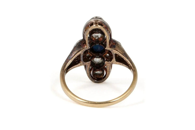 Bague 50.5 Bague Art déco saphir facetté et diamants en or 14 carats et platine 58 Facettes 11769