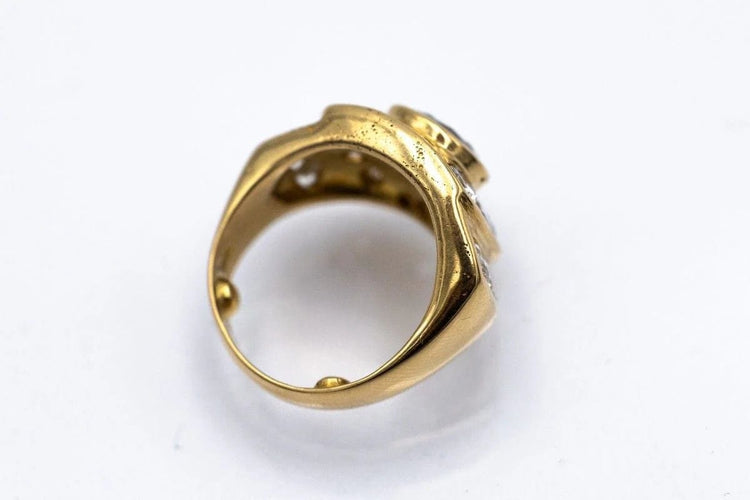 Bague 57 Bague chevalière femme en or jaune 18 carats et diamants 3,15 ct 58 Facettes PLT5