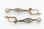 Boucles d'oreilles Boucles d’oreilles pendantes vintage en or jaune et blanc, perles et diamants 58 Facettes 11706