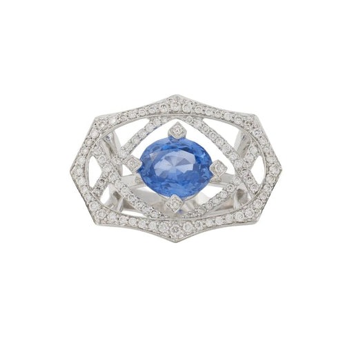 Bague 54 Bague saphir et diamants en or blanc 750 58 Facettes