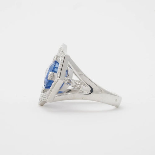 Bague 54 Bague saphir et diamants en or blanc 750 58 Facettes