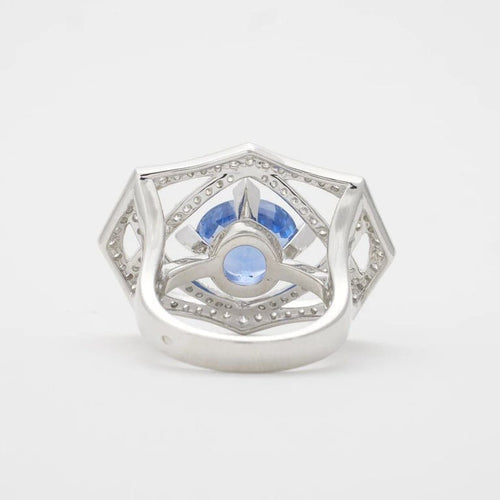 Bague 54 Bague saphir et diamants en or blanc 750 58 Facettes
