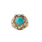 Bague 53 Bague dôme rétro en or jaune avec turquoise et diamant 58 Facettes