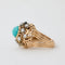 Bague 53 Bague dôme rétro en or jaune avec turquoise et diamant 58 Facettes