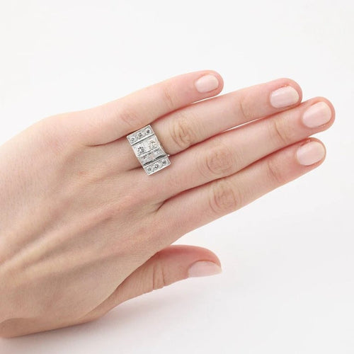 Bague 48 Bague Art déco en platine 950 et diamants 58 Facettes