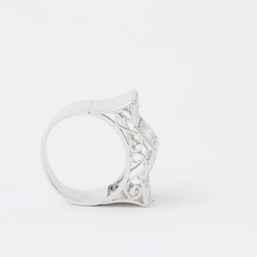 Bague 48 Bague Art déco en platine 950 et diamants 58 Facettes
