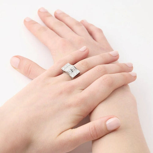 Bague 48 Bague Art déco en platine 950 et diamants 58 Facettes
