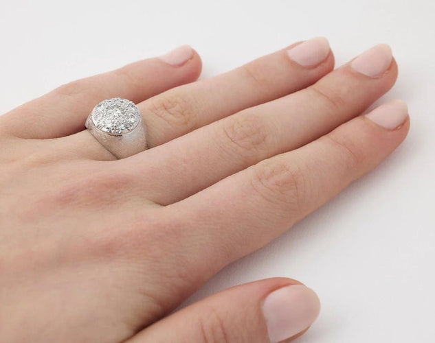 Bague 52 Bague jonc en or blanc 750 avec diamants 1 ct 58 Facettes