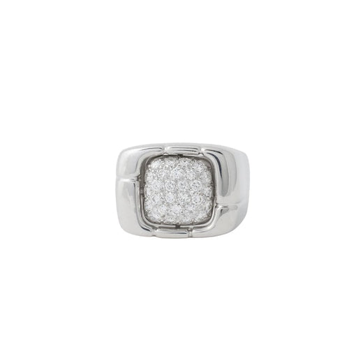 Bague 56 Chevalière - Bague en or blanc 18 carats et diamants 58 Facettes
