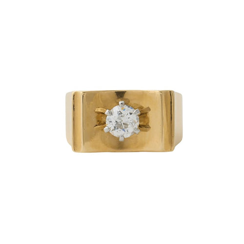 Bague 50 Bague diamant 1940 en or jaune 750 58 Facettes