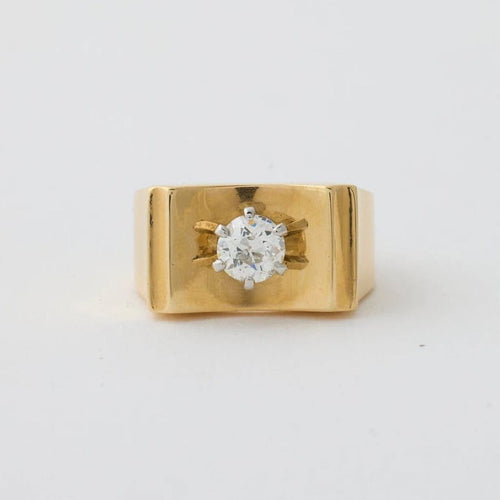 Bague 50 Bague diamant 1940 en or jaune 750 58 Facettes