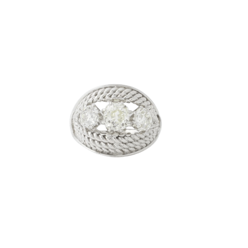 Bague 57 Bague Art déco en or blanc 18 ct et platine, diamants 58 Facettes