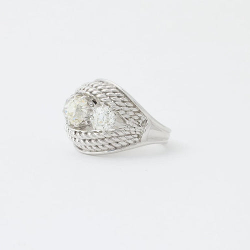 Bague 57 Bague Art déco en or blanc 18 ct et platine, diamants 58 Facettes