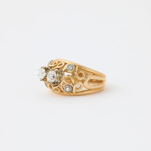 Bague 52 Bague années 1940 en or jaune 18K et diamants 58 Facettes