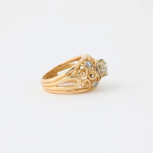 Bague 52 Bague années 1940 en or jaune 18K et diamants 58 Facettes