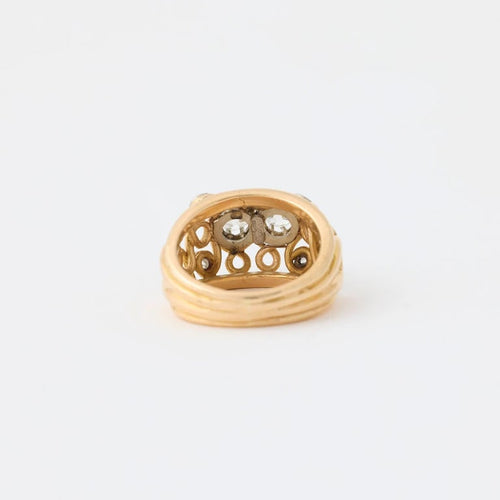 Bague 52 Bague années 1940 en or jaune 18K et diamants 58 Facettes