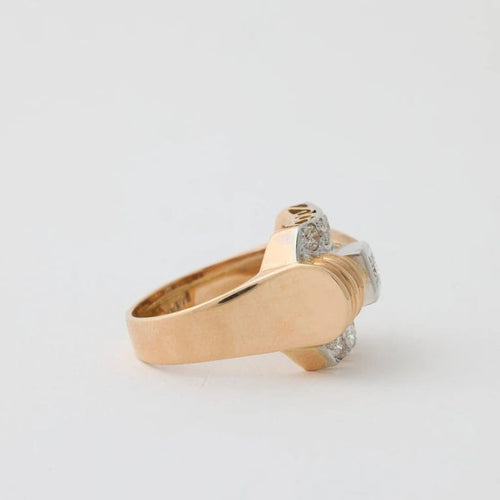 Bague 54 Bague années 1940 en or jaune et platine avec diamants 58 Facettes