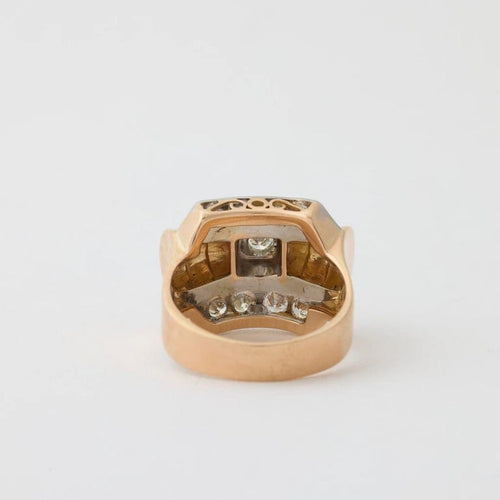 Bague 54 Bague années 1940 en or jaune et platine avec diamants 58 Facettes