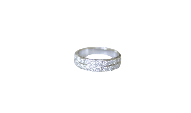 Bague 60 Art Déco - Alliance double anneau en or jaune et platine diamants 58 Facettes