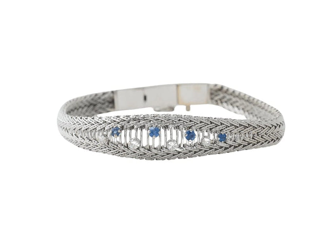 Bracelet Bracelet en or blanc 18 carats avec saphirs et diamants 58 Facettes