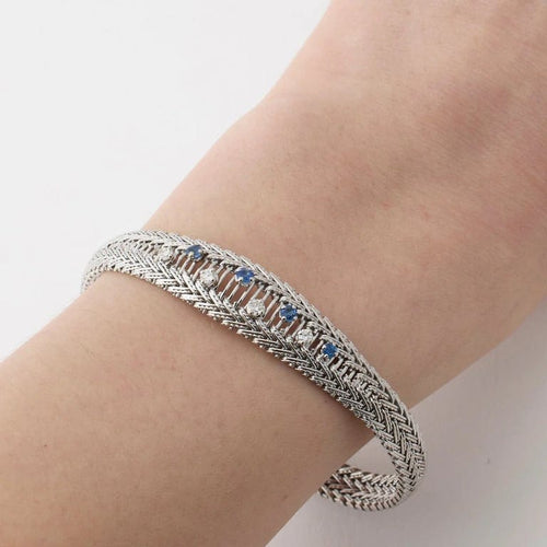 Bracelet Bracelet en or blanc 18 carats avec saphirs et diamants 58 Facettes