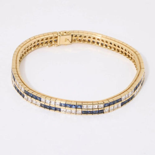 Bracelet Bracelet saphirs et diamants en or jaune 750 58 Facettes