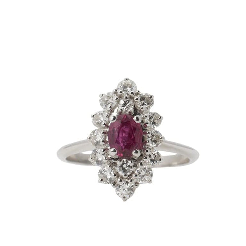 Bague 58 Bague rubis et diamants en or blanc 750 58 Facettes
