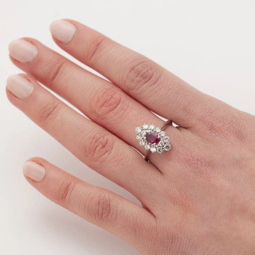 Bague 58 Bague rubis et diamants en or blanc 750 58 Facettes