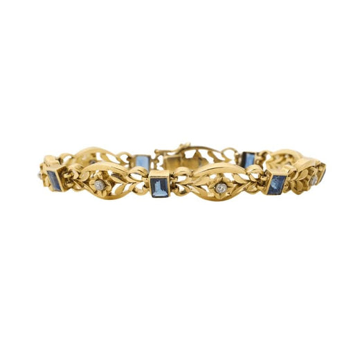 Bracelet Bracelet Belle Époque en or avec diamants et corindons synthétiques 58 Facettes