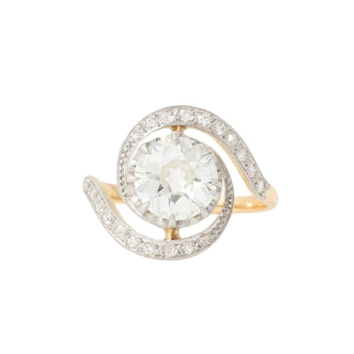 Bague 57 Bague tourbillon en or jaune et platine avec diamants 2,04 ct 58 Facettes