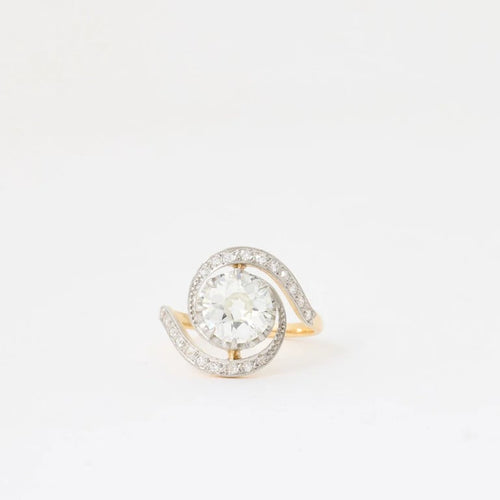 Bague 57 Bague tourbillon en or jaune et platine avec diamants 2,04 ct 58 Facettes