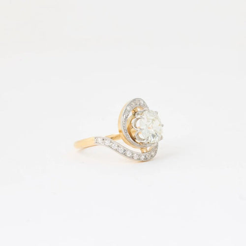 Bague 57 Bague tourbillon en or jaune et platine avec diamants 2,04 ct 58 Facettes