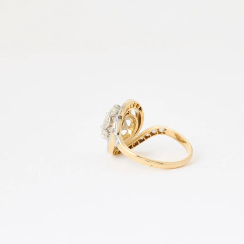 Bague 57 Bague tourbillon en or jaune et platine avec diamants 2,04 ct 58 Facettes
