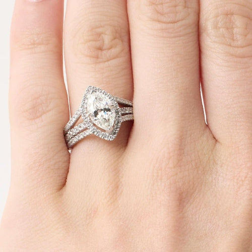 Bague 51 Bague diamant taille marquise 1,59 ct en or blanc 58 Facettes