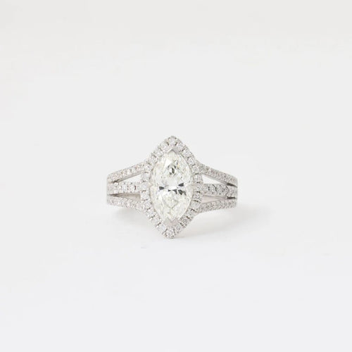 Bague 51 Bague diamant taille marquise 1,59 ct en or blanc 58 Facettes