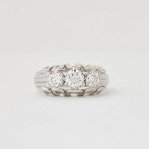 Bague 58 Bague vintage en platine 950 avec diamants taille brillant 58 Facettes