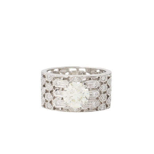 Bague 55 Bague en or blanc 750 avec diamants 58 Facettes