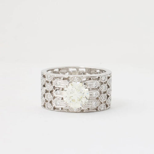 Bague 55 Bague en or blanc 750 avec diamants 58 Facettes